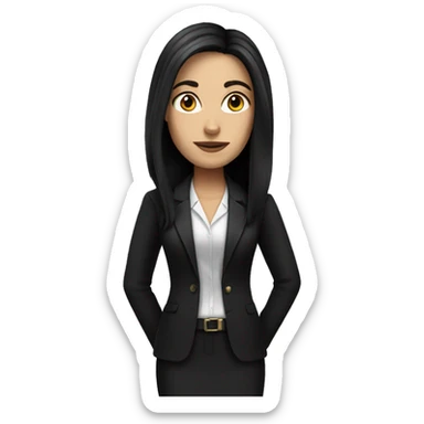 white woman with black long hair with lawyer clothes  sticker