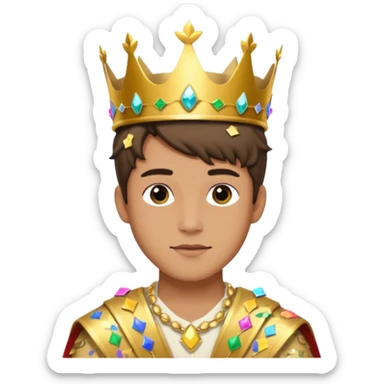 Festival Prince – gold sash + confetti crown, Golden Princes. sticker