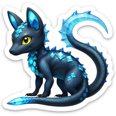 Scaley Exotic Salandit-Aurorus-Umbreon-Fakémon-hybrid-creature (full body)  sticker