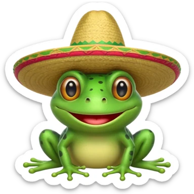 Mexican frog in a sombrero, emoji style sticker