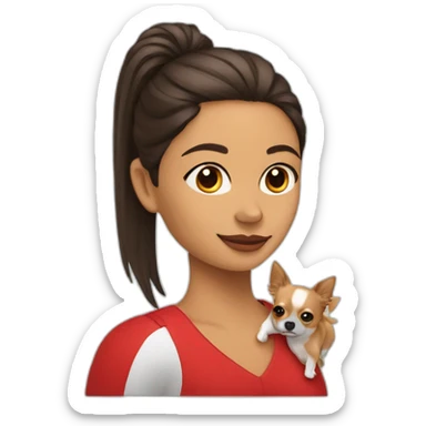 mujer con pelo muy largo rojo y su perro Chihuahua sticker