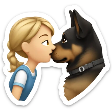 Girl kissing a german sheperd sticker