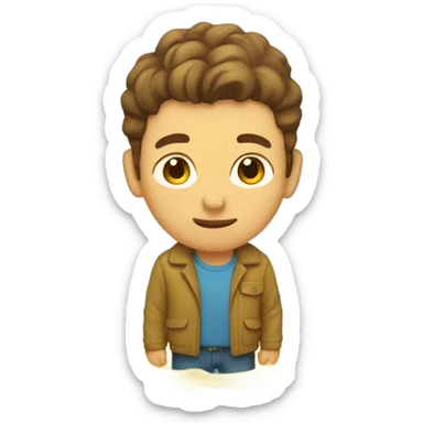 guy brown hair standing in a yellow puddle  sticker