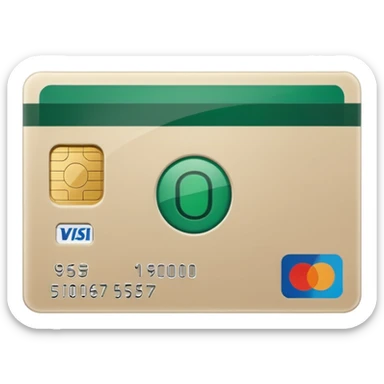 light beige credit card with large dark green accents sticker