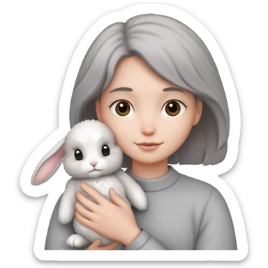 Someone holding a bunny sticker