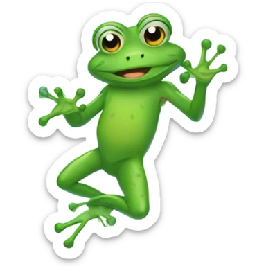 Frog taking a shower sticker