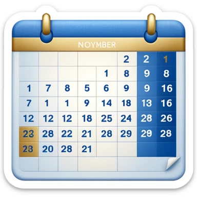no generate an ios style background free calender, blue and gold and white with the date 22 november highlited sticker