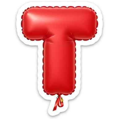 low detailed balloon shaped a letter T sticker
