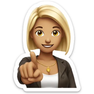 a beutiful girl pointing finger on you sticker