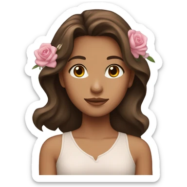 Girl with brown hair with jasmine rose sticker