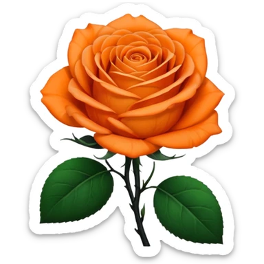Full orange rose with a black stem and leafs sticker