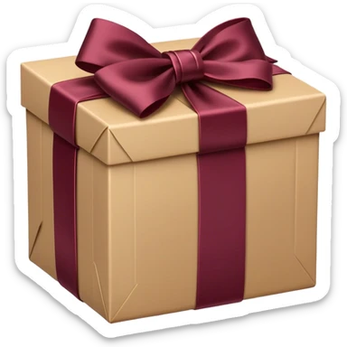 Amazon package with burgundy amazon logo and bow sticker