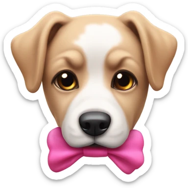 Perro con lazo rosa sticker