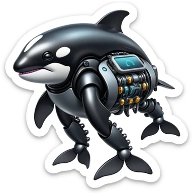 tubby black cyberpunk orca robot sticker