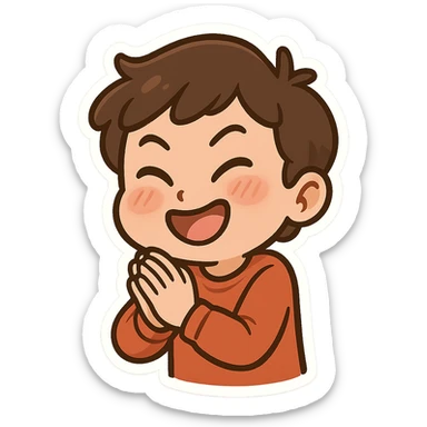 cartoon character rubbing hands together with eager, expectant expression, anticipating something exciting sticker