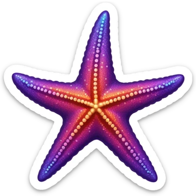 color gradient between red and purple glitter starfish sticker