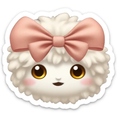Cute fluffy bow sticker