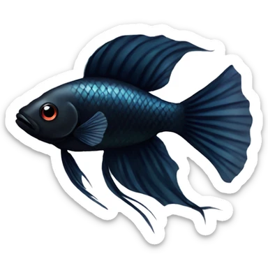 Black beta fish with simple eyes sticker