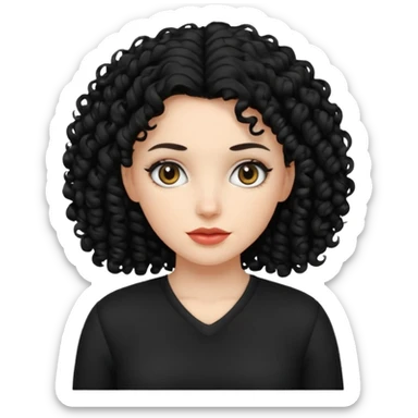 white women with black curly hair black clothes sticker