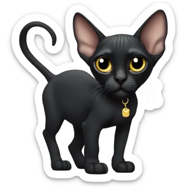 Black sphinx cat with brush hair sticker