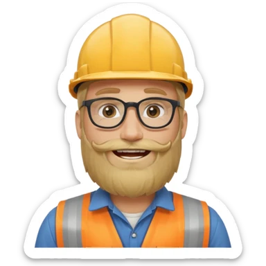blond man with long beard construction worker and spectacles sticker