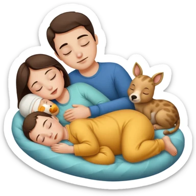Femme Marie, homme Joseph, et le petit bébé Jesus, et les animaux font tous dodo sticker