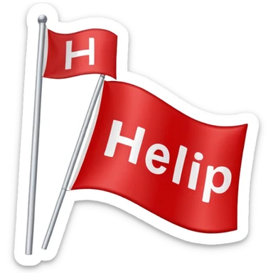 distress flag with bold HELP text, simple, clear sticker