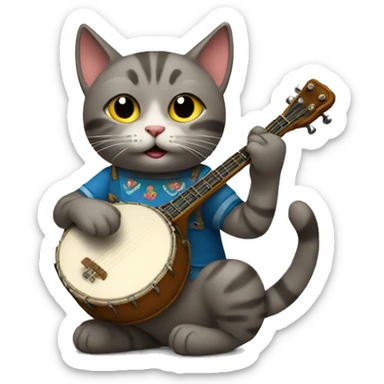 Cat playing a banjo sticker