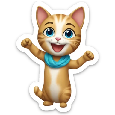 girl cat celebrating sticker