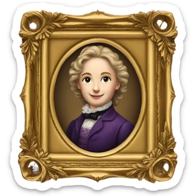 Golden picture frame victorian style with purple background sticker