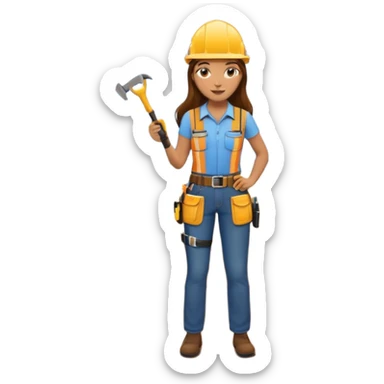 beautiful girl with long brown hair constructing new lounge room area with tv and couch sticker
