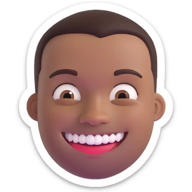 smiling black man with big teeth, standard male haircut, oval face, Rio de Janeiro theme, no glasses, carioca sticker
