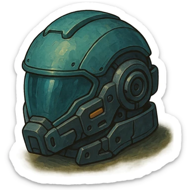 the image is the icon for a videogame insta-use item, it is armor [combat helmet] - futuristic cyberpunk -ready to equip-  it is master craftsmanship [ unequipped item ] sticker