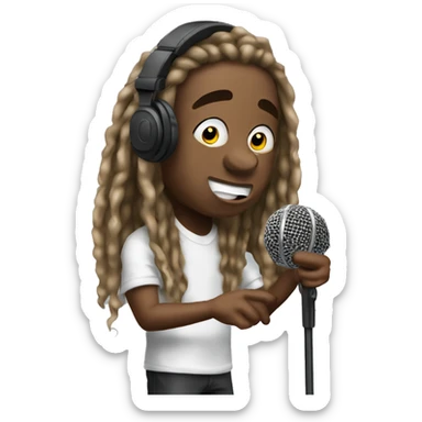 lil wayne singing in microphone in studio sticker
