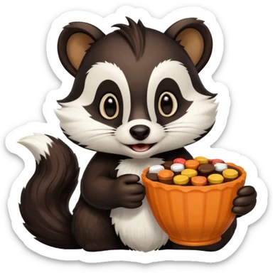 Skunk holding Reese’s cup sticker
