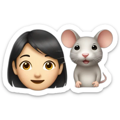 Asian girl with a rat sticker