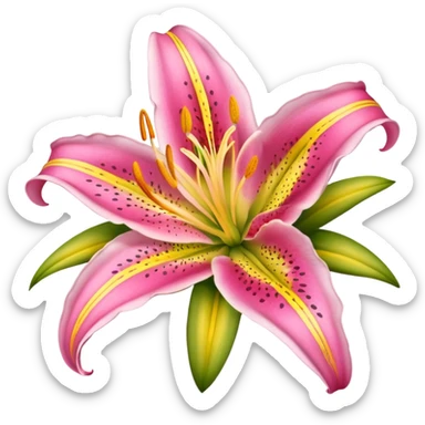 Pink and Yellow Stargazer Lily sticker