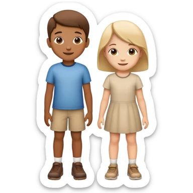 two children standing side by side, happy and friendly sticker