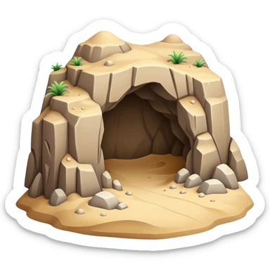 generate realistic detailed cave in 3d style with sand  sticker