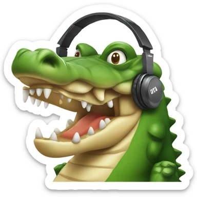 Crocodile with a gaming headset on sticker