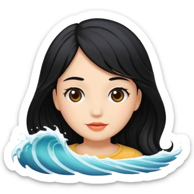 wave black hair girl 2 sticker