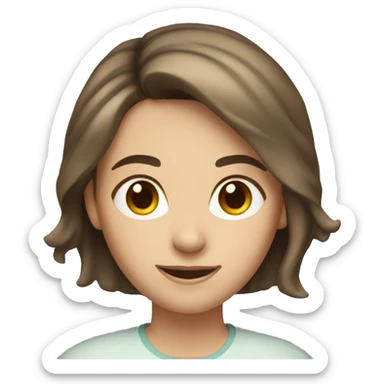 White woman with short brown hair and dark eyes. She's smiling sticker