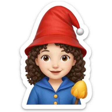 brunette little curly girl garden gnome sticker