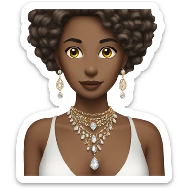 brunette beauty with jewelry sticker