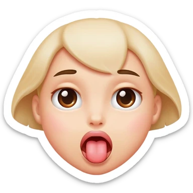 blushing face with eyes rolled up and tongue out sticker