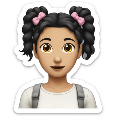 girl with black pigtails sticker