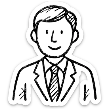business man icon, sketchy look, hand drawn outlined sticker