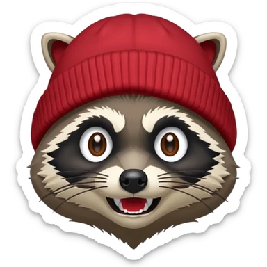 Angry Raccoon bandit with beanie hat branded “Sticky Bandits” sticker