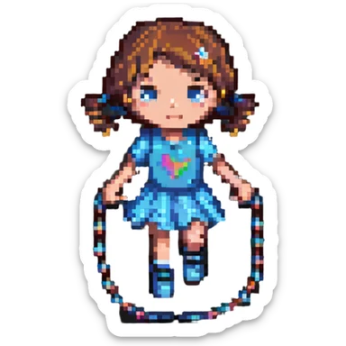 small girl skipping rope sticker