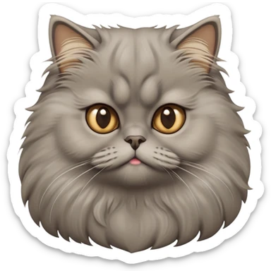 cinematic-adorable-big-eyed-fluffy-grey-persian-cat-portrait-emoji,-head-tilted-playfully-with-a-sweet-expression,-fluffy-grey-fur-with-rich-caramel-and-gold-undertones,-simplified-yet-irresistibly-cute-features-with-large,-expr sticker